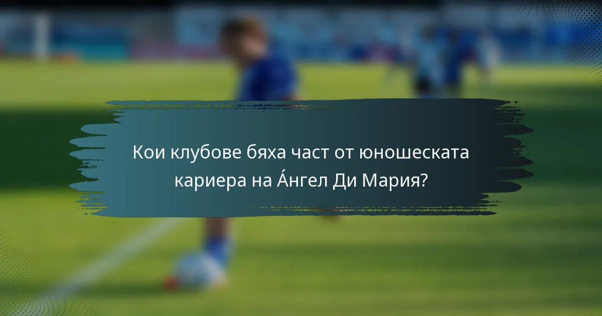 Кои клубове бяха част от юношеската кариера на Áнгел Ди Мария?